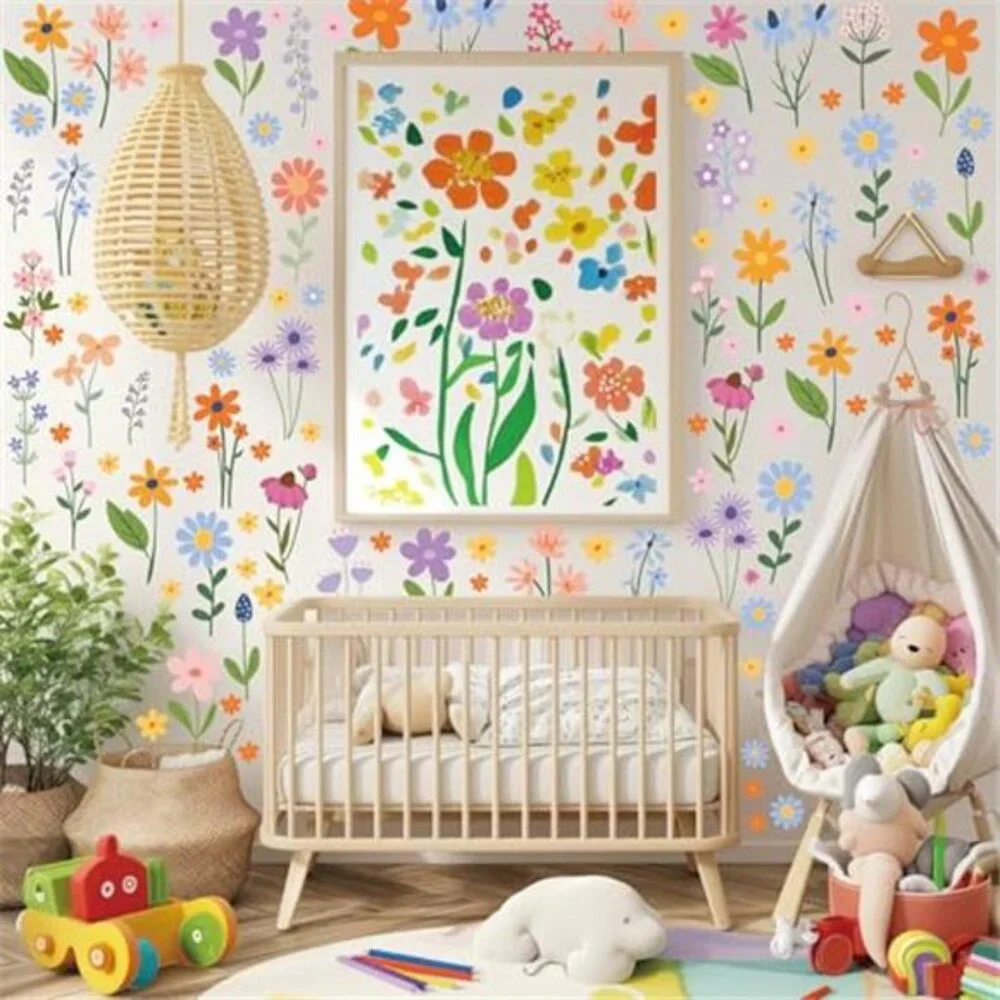 Flower Wall Decals 102 Pcs Spring Wildflower Stickers Peel Stick Girls Bedroom